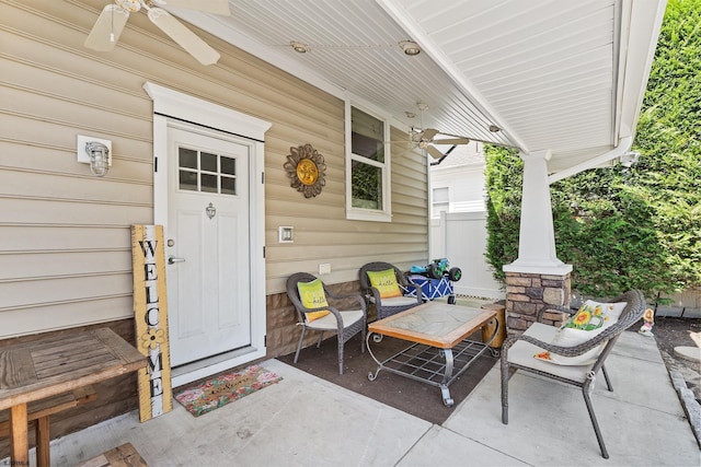 view of patio with ceiling fan