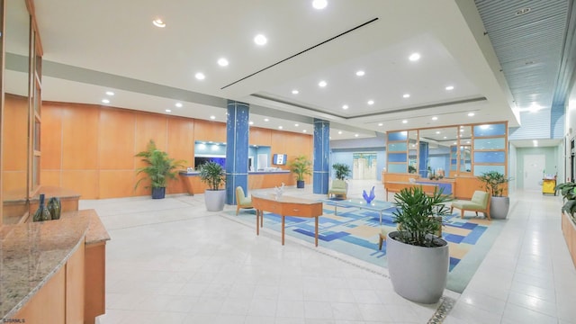 lobby with recessed lighting