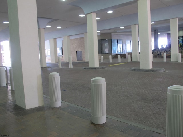 building lobby with recessed lighting