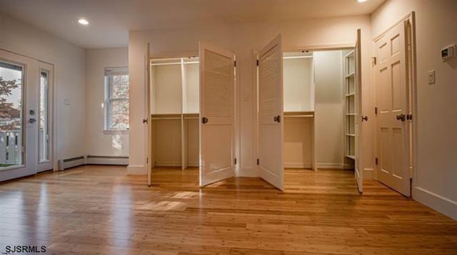862 Central Ave, Hammonton, NJ 08037 - unfurnished bedroom with multiple closets, wood finished floors, access to outside, baseboards, and recessed lighting