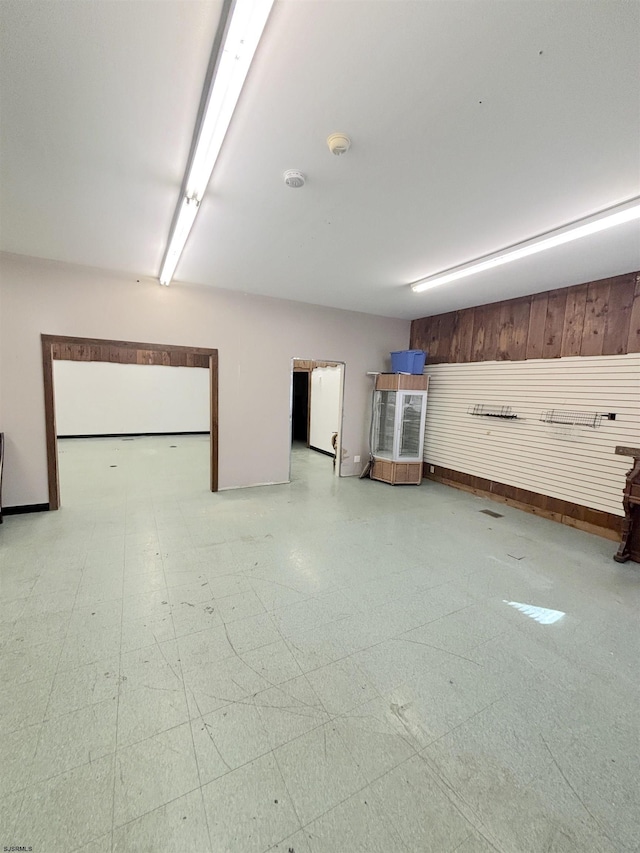 below grade area with tile patterned floors