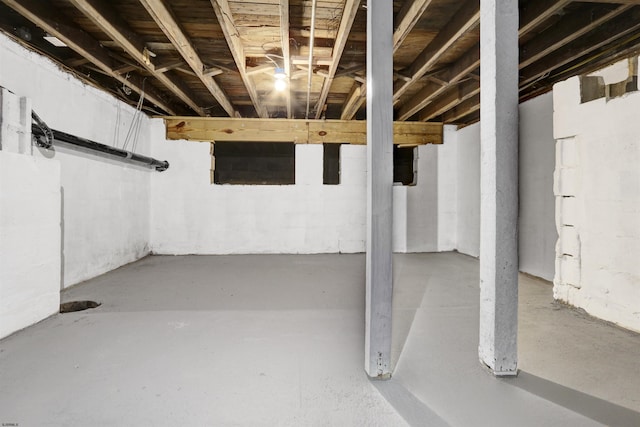 view of unfinished basement