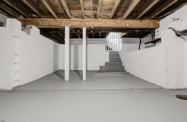 unfinished below grade area with stairway