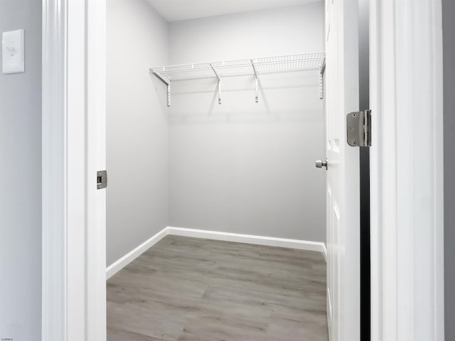 walk in closet featuring wood finished floors