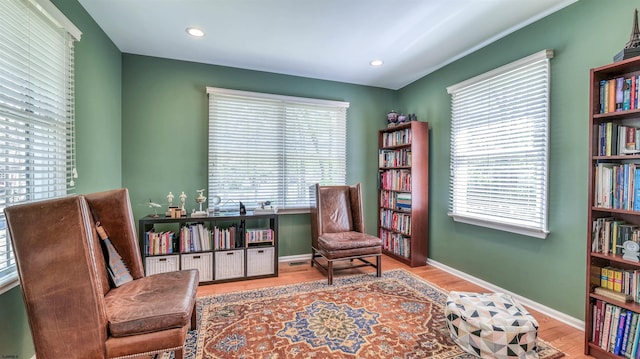 54 Hartford Dr, Egg Harbor Township, NJ 08234 - sitting room with wood finished floors, baseboards, and recessed lighting