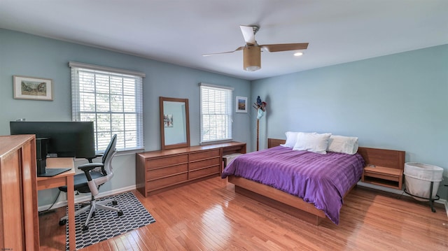 54 Hartford Dr, Egg Harbor Township, NJ 08234 - bedroom with multiple windows, light wood-type flooring, a desk, recessed lighting, and baseboards