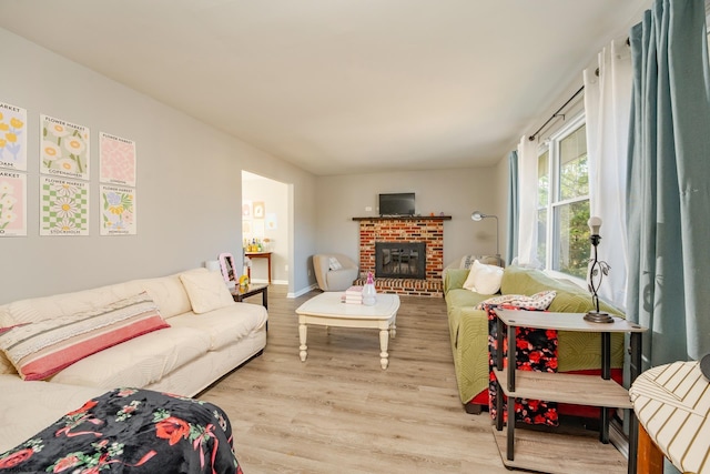 464 S Ash Ave, Galloway Township, NJ 08205 - living area with wood finished floors, a fireplace, and baseboards