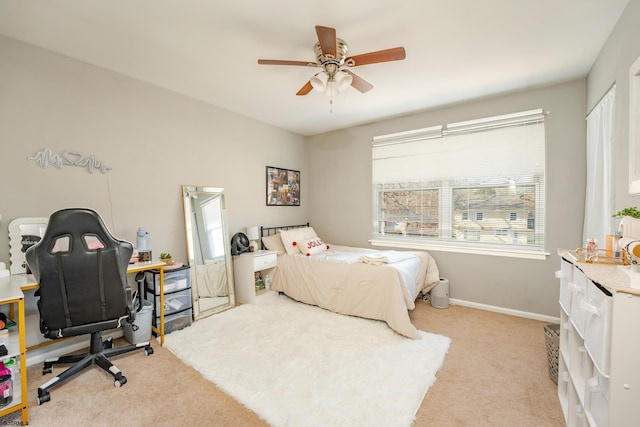 464 S Ash Ave, Galloway Township, NJ 08205 - bedroom with light carpet, baseboards, and ceiling fan
