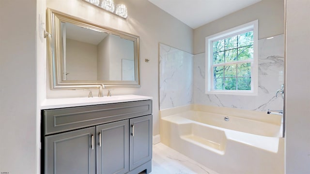 928 S Mill, Vineland, NJ 08360 - full bath featuring vanity, a garden tub, and marble finish flooring