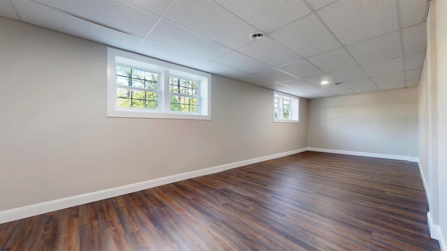 928 S Mill, Vineland, NJ 08360 - below grade area featuring dark wood finished floors, baseboards, and a paneled ceiling