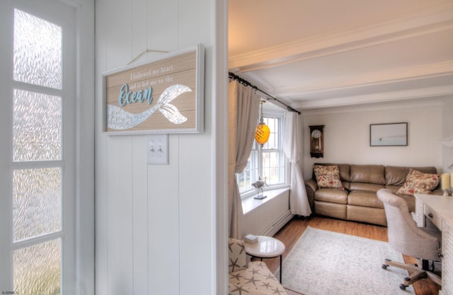 15 N Douglas Ave, Margate, NJ 08402 - living area featuring beam ceiling and wood finished floors