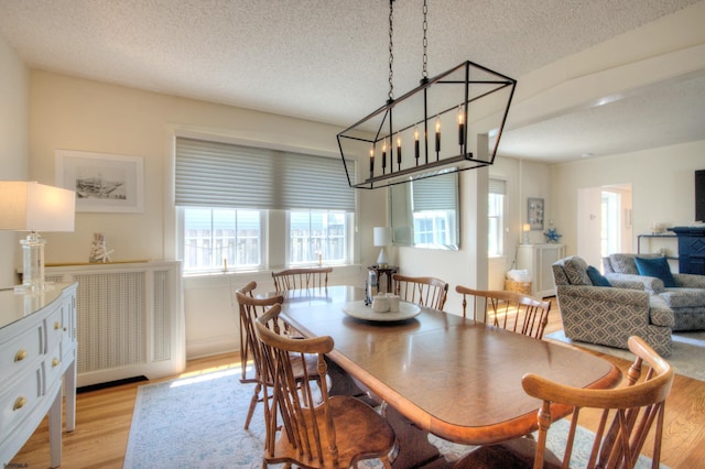 15 N Douglas Ave, Margate, NJ 08402 - dining space with light wood-style flooring, a textured ceiling, and a chandelier