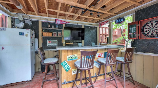 31 English Ln, Egg Harbor Township, NJ 08234 - bar area with freestanding refrigerator and wood finished floors