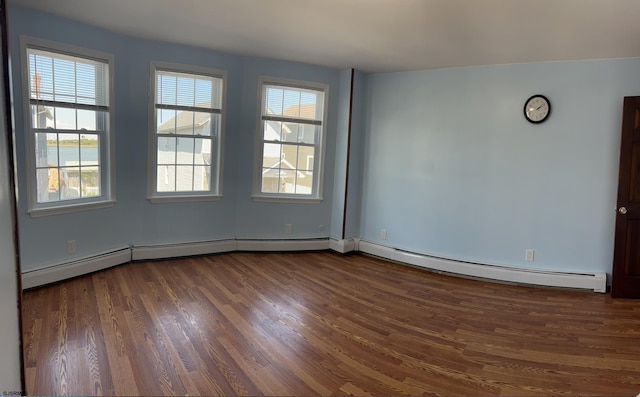 2910 Sunset Ave, Atlantic City, NJ 08401 - unfurnished room featuring dark wood-style flooring, a baseboard radiator, and baseboards