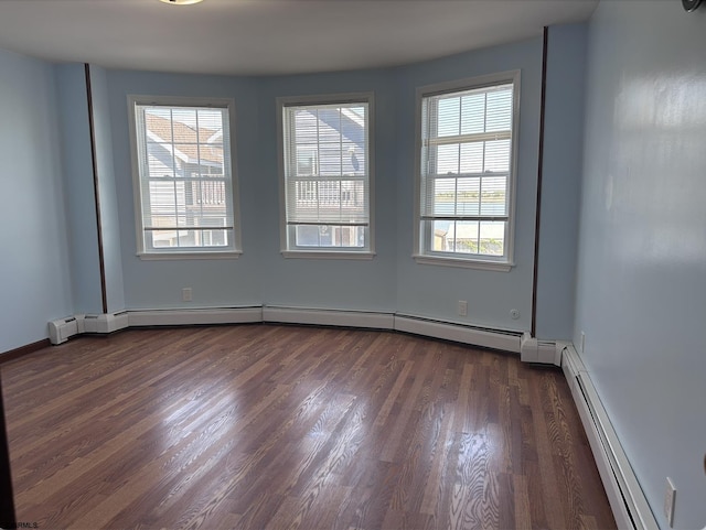 2910 Sunset Ave, Atlantic City, NJ 08401 - spare room with baseboard heating, dark wood-type flooring, plenty of natural light, and baseboards