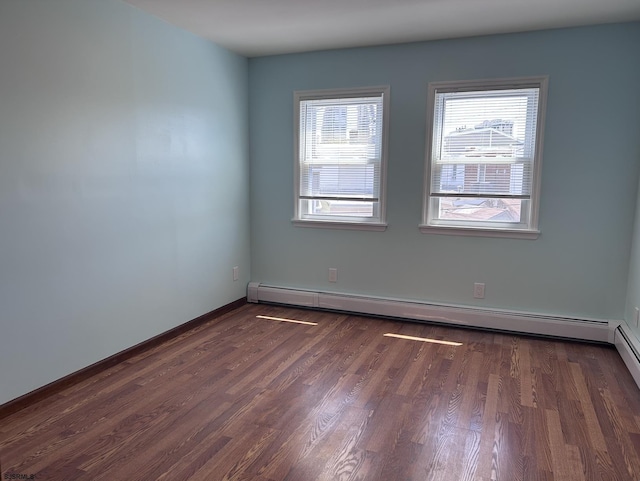 2910 Sunset Ave, Atlantic City, NJ 08401 - unfurnished room with baseboard heating, dark wood-style floors, and baseboards