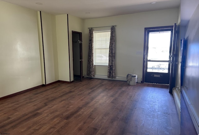 2910 Sunset Ave, Atlantic City, NJ 08401 - empty room featuring dark wood-style flooring, baseboard heating, and baseboards