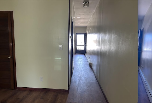 2910 Sunset Ave, Atlantic City, NJ 08401 - hall featuring dark wood finished floors, baseboards, and a baseboard radiator