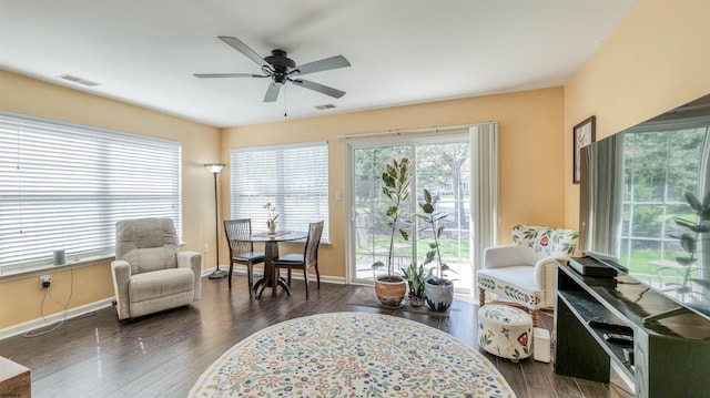 628 E Regency Dr Unit 628, Galloway Township, NJ 08205 - sitting room with wood finished floors, a ceiling fan, and baseboards