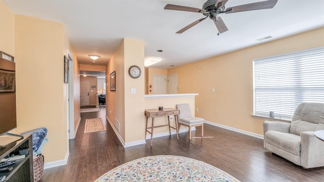 628 E Regency Dr Unit 628, Galloway Township, NJ 08205 - living area with ceiling fan, wood finished floors, and baseboards