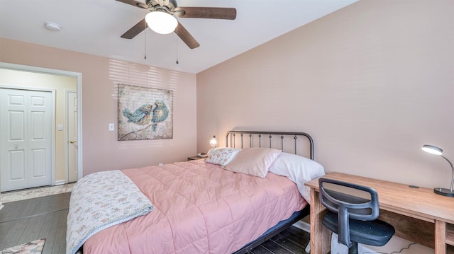 628 E Regency Dr Unit 628, Galloway Township, NJ 08205 - bedroom with wood finished floors, an office area, baseboards, and ceiling fan