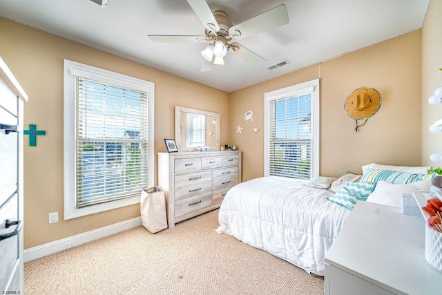 802 Coolidge Rd Unit 2, Ocean City, NJ 08226 - bedroom with light colored carpet, baseboards, and ceiling fan