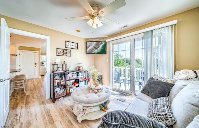 802 Coolidge Rd Unit 2, Ocean City, NJ 08226 - living area featuring a ceiling fan and light wood-style floors