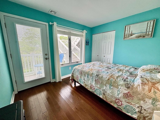 813 Periwinkle Dr Unit 813, Ocean City, NJ 08226 - bedroom featuring baseboards, hardwood / wood-style floors, access to exterior, and a closet