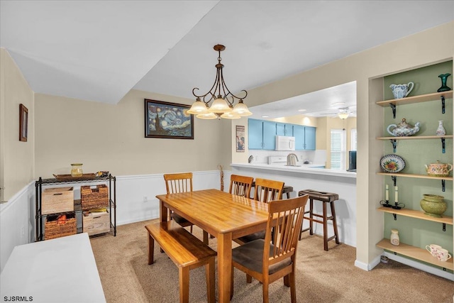 669 E Lake Front Cir Unit 669, Smithville, NJ 08205 - dining room featuring light colored carpet and ceiling fan