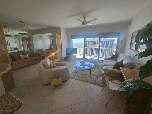 3101 Boardwalk Unit 2409-2, Atlantic City, NJ 08401 - living area with light tile patterned floors and ceiling fan