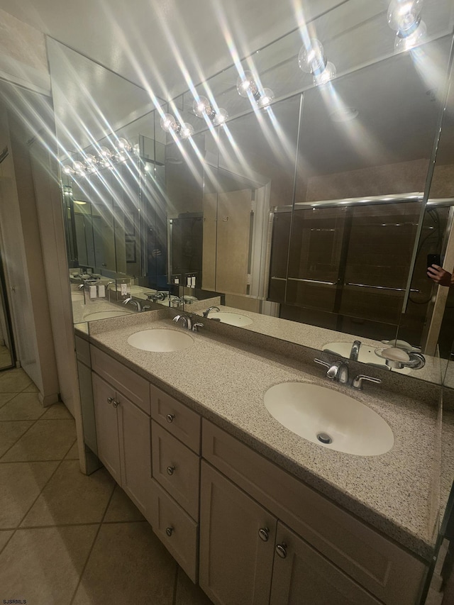 3101 Boardwalk Unit 2409-2, Atlantic City, NJ 08401 - full bathroom featuring tile patterned floors, a stall shower, and double vanity