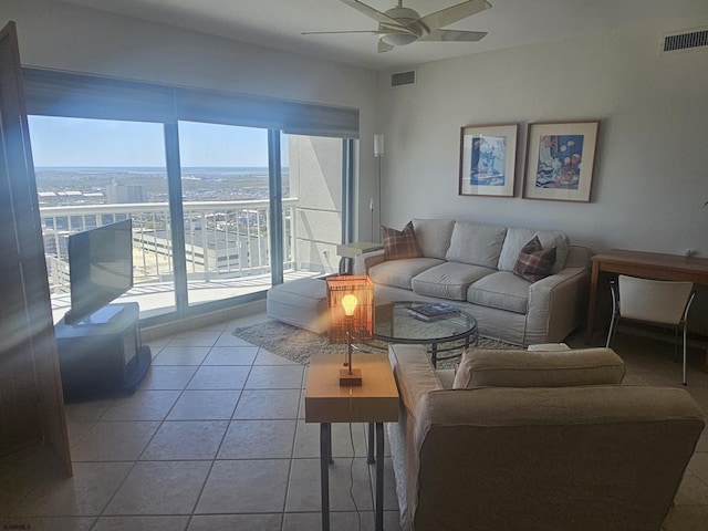 3101 Boardwalk Unit 2409-2, Atlantic City, NJ 08401 - living room with a ceiling fan and tile patterned floors
