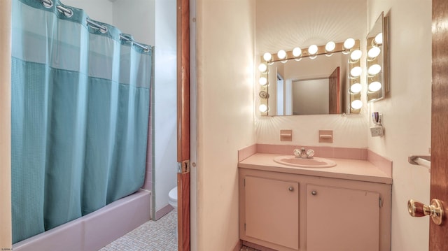 711 N Ohio Ave, Atlantic City, NJ 08401 - full bath featuring toilet, shower / bath combo with shower curtain, vanity, and tile patterned flooring