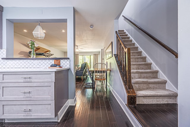 277 Mattix Run Unit 277, Galloway Township, NJ 08205 - staircase featuring wood finished floors, baseboards, ceiling fan, and recessed lighting