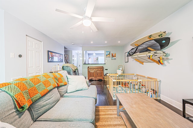 277 Mattix Run Unit 277, Galloway Township, NJ 08205 - living area featuring wood finished floors, ceiling fan, recessed lighting, and baseboards