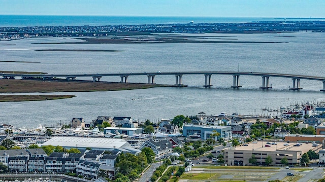 bird's eye view of a notable bridge and a nearby body of water