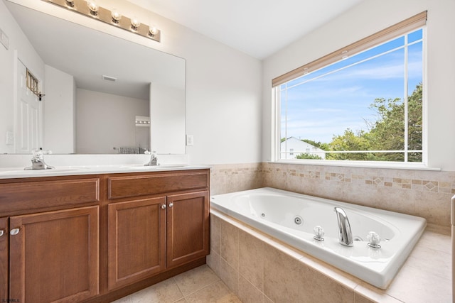 109 Briarcliff Dr, Egg Harbor Township, NJ 08234 - bathroom with double vanity, a whirlpool tub, and tile patterned floors