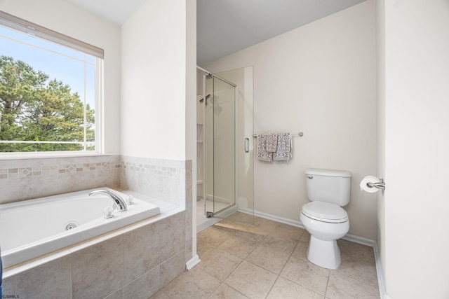 109 Briarcliff Dr, Egg Harbor Township, NJ 08234 - full bathroom featuring a shower stall, tile patterned flooring, toilet, a bath, and baseboards