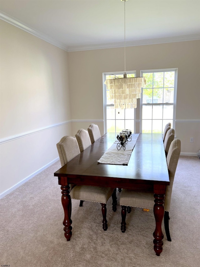 11 Gallant Fox Ln, Egg Harbor Township, NJ 08234 - dining area with carpet floors, ornamental molding, and baseboards