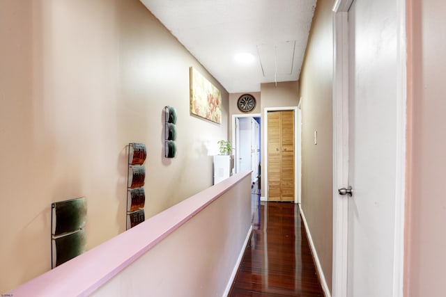 15 N Marion Ave, Ventnor, NJ 08406 - hall featuring attic access, dark wood-type flooring, an upstairs landing, and baseboards