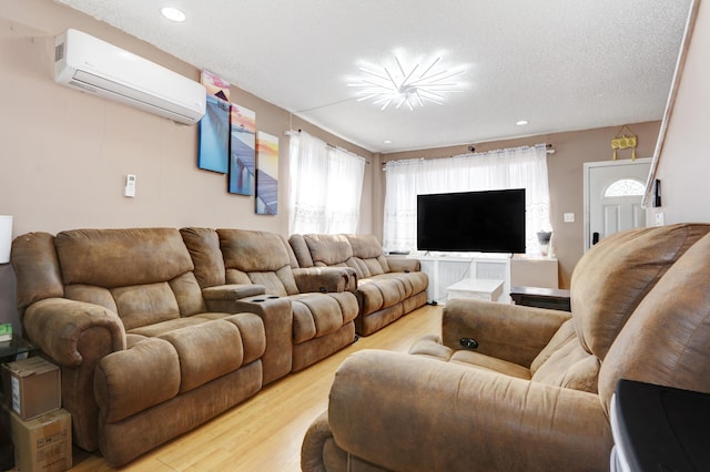 15 N Marion Ave, Ventnor, NJ 08406 - living area featuring light wood finished floors, a wall unit AC, and recessed lighting