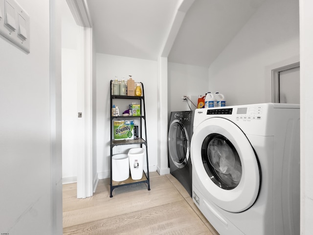 9315 Ventnor Ave, Margate, NJ 08402 - laundry area featuring washing machine and dryer, light wood-style flooring, and baseboards