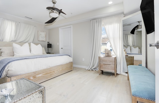 9315 Ventnor Ave, Margate, NJ 08402 - bedroom featuring light wood-type flooring, baseboards, and ceiling fan