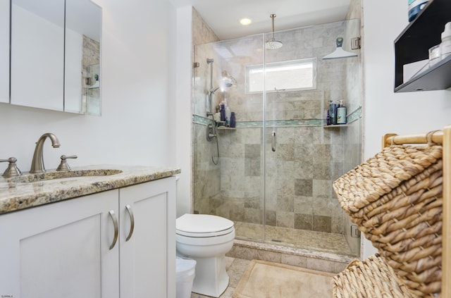 9315 Ventnor Ave, Margate, NJ 08402 - full bathroom with toilet, a shower stall, vanity, and recessed lighting