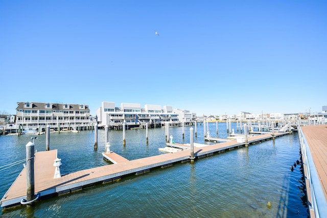 dock area featuring a water view