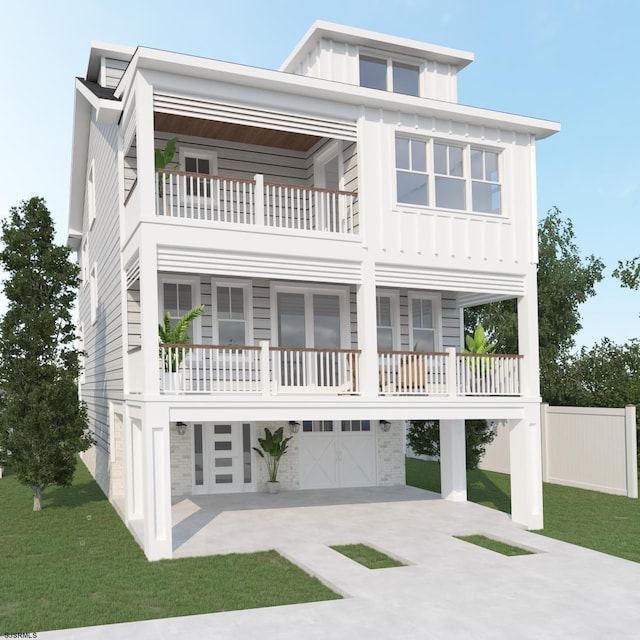 1 S Hanover, Margate, NJ 08402 - coastal home featuring a balcony, a garage, driveway, and board and batten siding