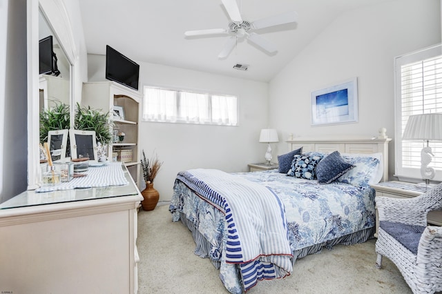 818 Aldrich Rd Fl 2Nd, Ocean City, NJ 08226 - bedroom featuring vaulted ceiling, a ceiling fan, and light carpet