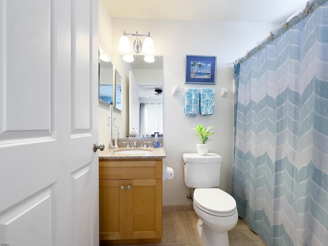 818 Aldrich Rd Fl 2Nd, Ocean City, NJ 08226 - full bath featuring tile patterned floors, toilet, vanity, a shower with shower curtain, and a ceiling fan