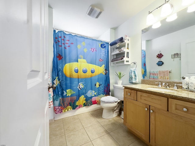 818 Aldrich Rd Fl 2Nd, Ocean City, NJ 08226 - bathroom featuring tile patterned floors, toilet, vanity, and shower / bath combo with shower curtain