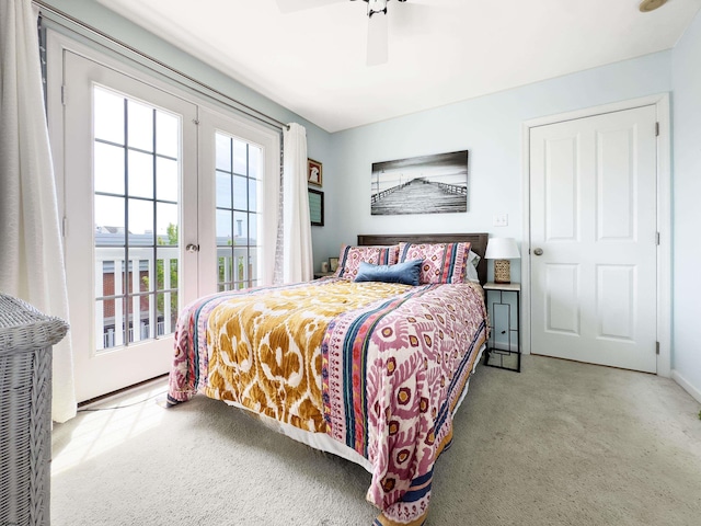 818 Aldrich Rd Fl 2Nd, Ocean City, NJ 08226 - carpeted bedroom with access to exterior, a ceiling fan, and french doors